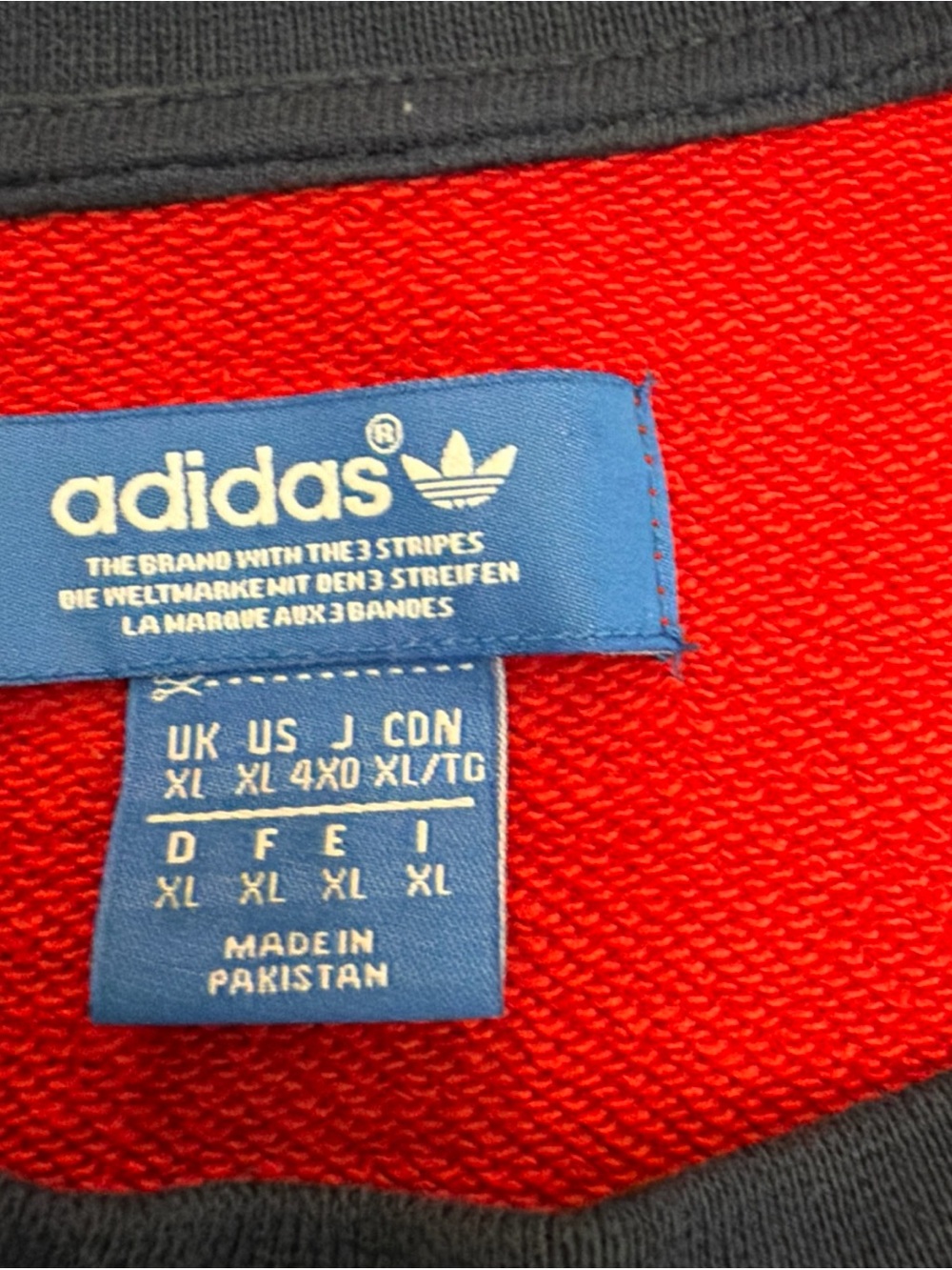 Adidas Originals Trefoil Crewneck Sweatshirt XL Red Navy White Colorblock - Picture 5 of 8
